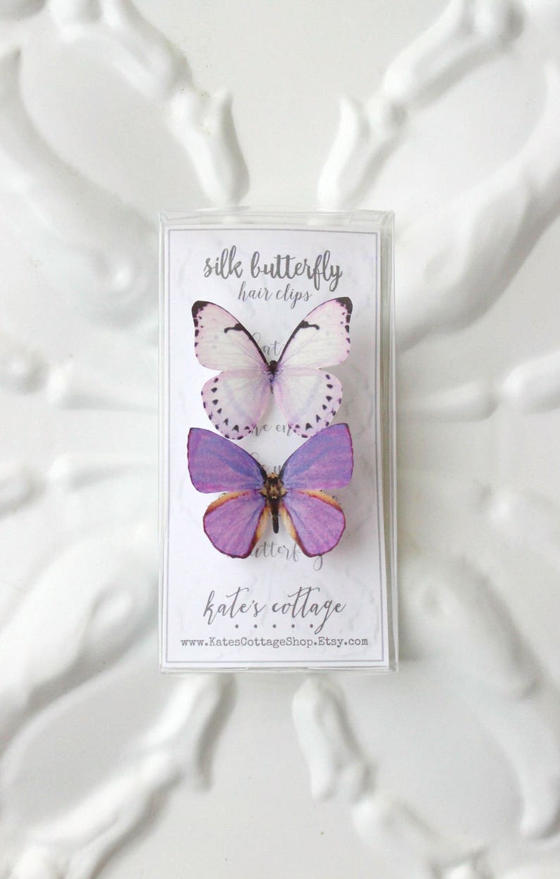 purple silk butterflies . 1-20 hair clips, pins, magnets . your choice . amethyst violet birthday gift, wedding, bridesmaids image 9