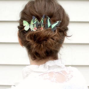 green silk butterflies . 1-20 hair clips, pins, magnets . your choice . birthday gift, wedding, bridesmaids, parties image 2