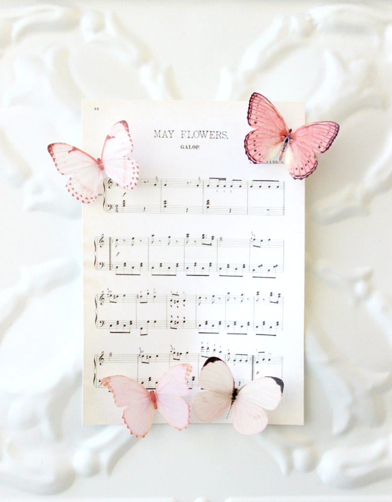 collection no. 33 . 2 pink silk butterflies number 42, 43 . hair clips, pins, magnets . realistic gifts birthday, prom, wedding, bridesmaids image 3