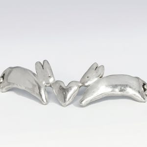 Lovebunnies Charm - solid 925 sterling silver bunny charm for necklace or bracelet