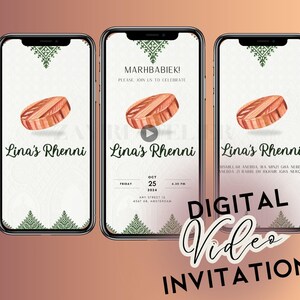 Henna Night Wedding Invitation Digital Animated Video Mehndi Ceremony Invite Moroccan Lhenna Rhenni Celebration Custom Template Amazigh