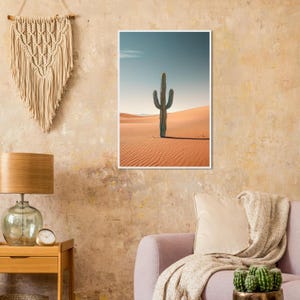 Stilisierte Saguaro Kaktus Poster - Wüstenlandschaft Kunst, stilvolles Wohndekor