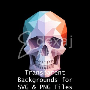 Geometric Skull Clipart - Polygonal Skull SVG PNG JPG | Low Poly Art, 300 dpi Digital Download | Colorful Skull Vector