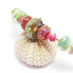 Artisan Lampwork Glass Bead Necklace. Beautiful Spring Colors. Beach Boho Necklace. Anniversary Gifts For Her. Lampwork Beaded Jewelry. image 3