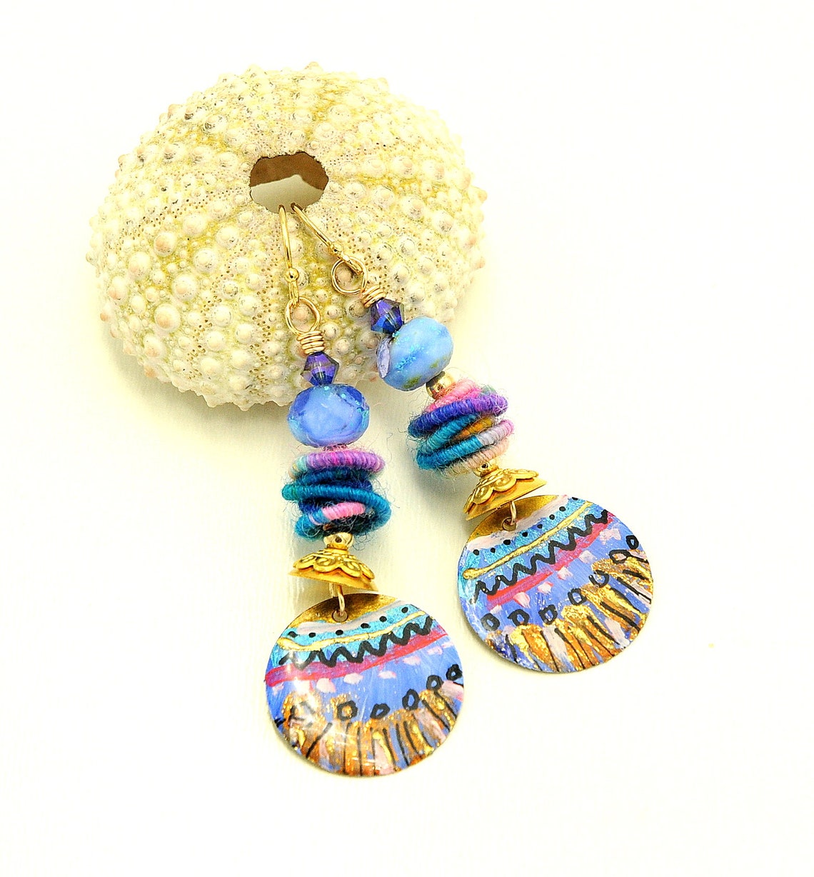 NEW Colorful Festive Bohemian Dangle Earrings. Artisan - Etsy