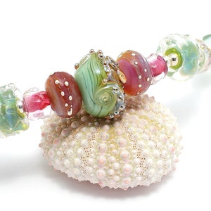 Artisan Lampwork Glass Bead Necklace. Beautiful Spring Colors. Beach Boho Necklace. Anniversary Gifts For Her. Lampwork Beaded Jewelry. image 6