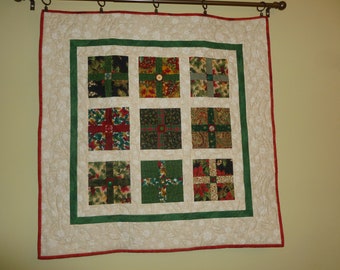 Handmade Quilt--Christmas wall-hanging--free shipping