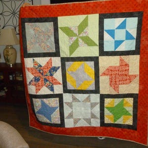 Handmade Quilt--Patchwork Quilt--Star Sampler--free shipping