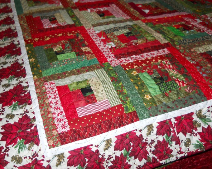 Log Cabin Christmas Quilt Etsy