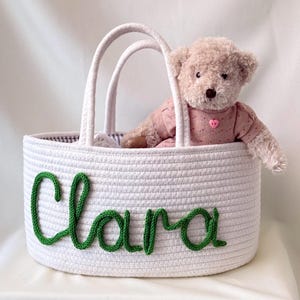 Personalisierter Baby-Namenskörbchen - Aufbewahrung aus weicher Baumwolle, personalisiertes Kinderzimmerdekor, Babyparty-Andenkengeschenk, Neugeborenen-Must-Have.