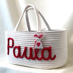 Personalisierter Baby-Namenskorb - Gemütliche Baumwollaufbewahrung, süßes Kinderzimmerdekor, perfektes Babypartygeschenk, unentbehrliches Baby-Andenken, Geschenk für neue Mutter