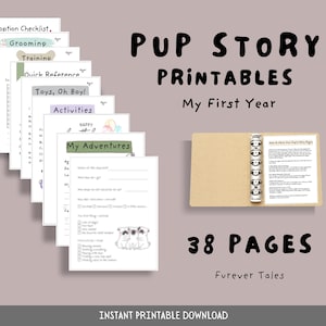 Afdrukbaar pdf-geheugenboek voor puppy's | Leuk dagboek en downloadbare pagina's voor nieuwe puppybezitters