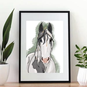 Retrato de caballo dibujado a mano: retrato de mascota personalizado a partir de una foto