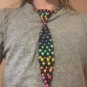 Rainbow checkered kandi tie!