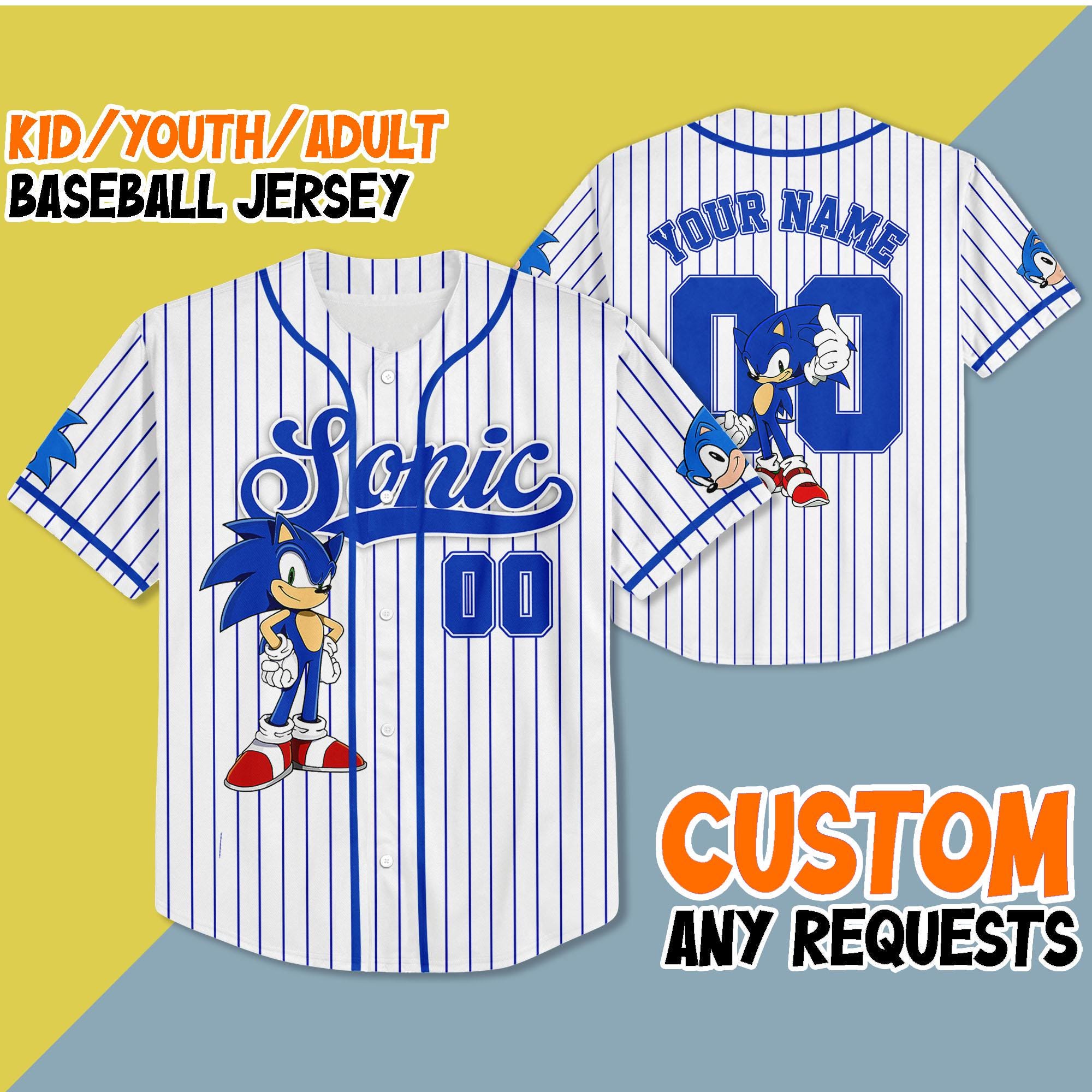 Camiseta de béisbol personalizada de Sonic de Disney, camiseta de béisbol de Sonic, camiseta de fiesta de Sonic, regalo de cumpleaños de Sonic