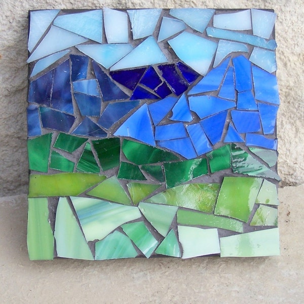 SALE. . . Was 28. - Mountain Landscape . . . A Miniature Glass Landscape Mosaic