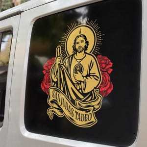 Handgemacht, christlicher Glaube Aufkleber, Stoßstange, Aufkleber, San Jewels Tadeo Muchas Gracias, Heiliger Jude Der Apostel, Vinyl.