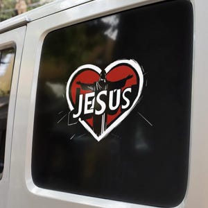 Hand Made, Christian Faith Sticker, Bumper, Decal, Sagrado Corazon De Jesus, Sacred Heart Of Jesus Vinyl Decal.