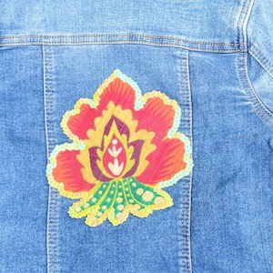 Custom Embroidered Toddler Denim Jacket: Sequin Flower Design