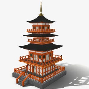 File di stampa 3D del tempio giapponese, STL del santuario dei samurai, modello di pagoda stampabile, miniatura di architettura zen, edificio giapponese 3D, STL della stampante 3D