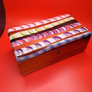 Boîte de rangement en bois / Cache-pot / Boîte décorative pour cadeau de mariage / Boîte laquée peinte à la main / Rangement de fournitures de bureau / Porte pense-bête