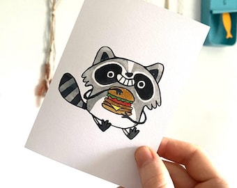 Mapache hamburguesero - Tarjeta de felicitación