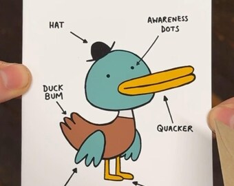 Tarjeta de felicitación sobre la anatomía del pato