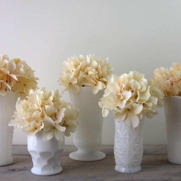 Milk Glass Vases Instant Collection Five Piece Set