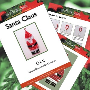 DIY PDF Tutorial Santa Claus, Beaded Christmas Ornament image 3