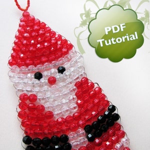 DIY PDF Tutorial Santa Claus, Beaded Christmas Ornament image 1