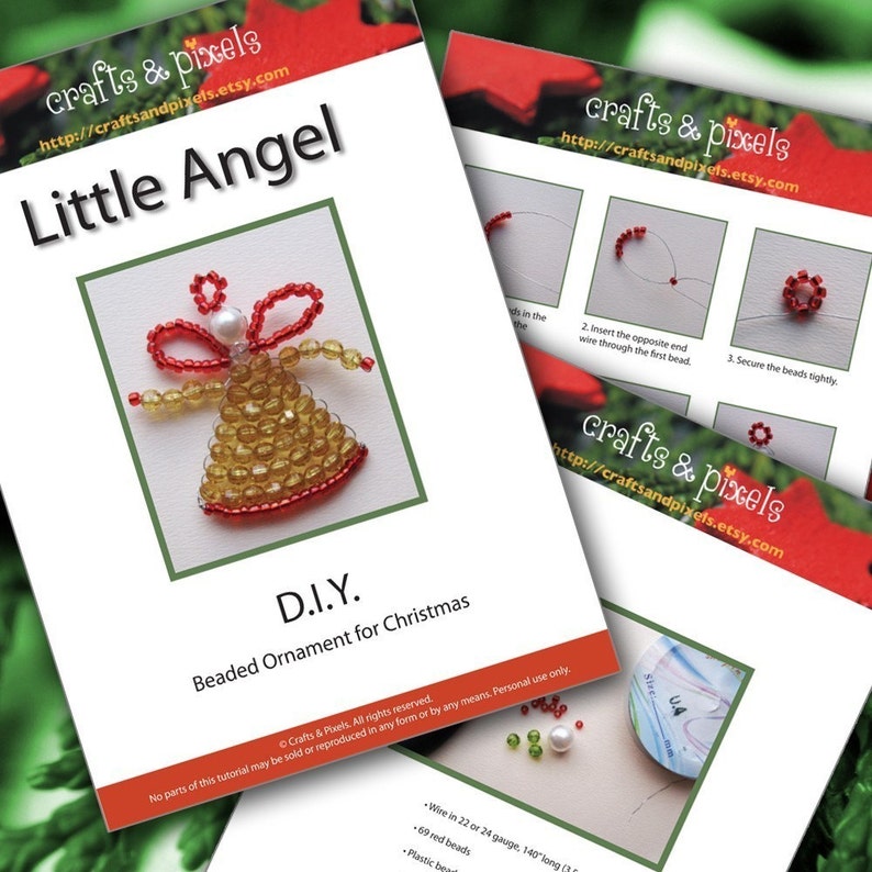 DIY PDF Tutorial Little Angel, Beaded Ornament / Souvenir / Party favor image 3