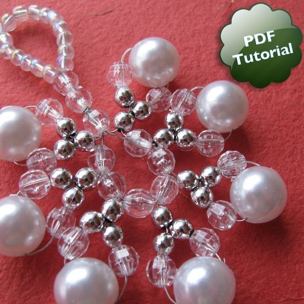 DIY PDF Tutorial - Snowflake, Beaded Ornament / Souvenir / Party favor