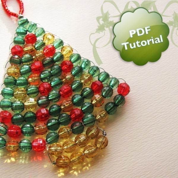 DIY PDF Tutorial - Xmas Tree, Beaded Christmas Ornament or Souvenir