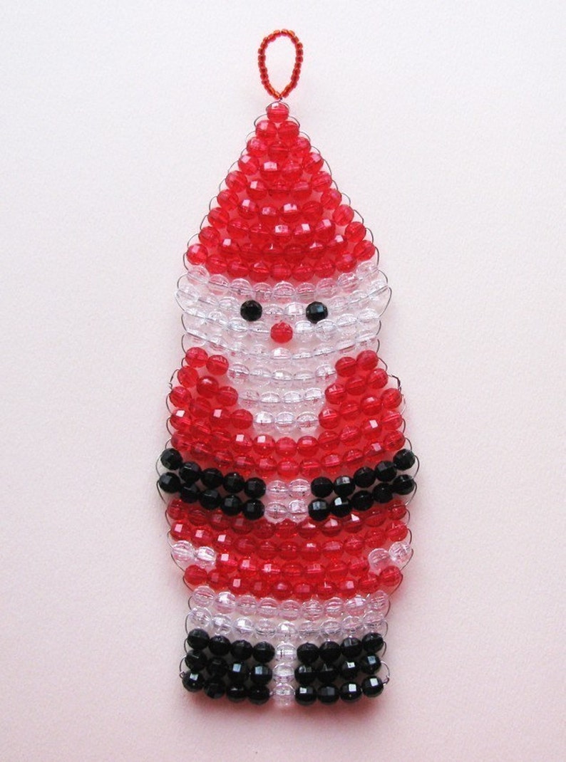 DIY PDF Tutorial Santa Claus, Beaded Christmas Ornament image 2