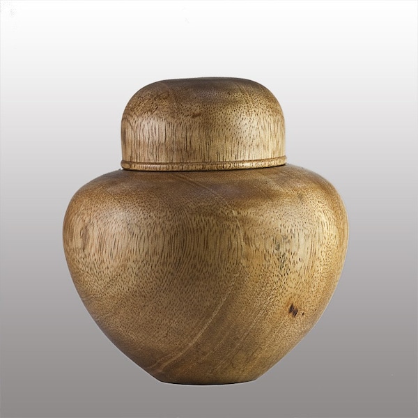 Ginger Jar Style Lidded Vessel Mango Wood