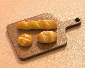 Set of 3 Miniature Baguettes and Boules 1:12 Scale