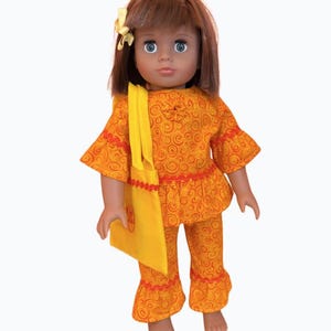 Handmade 18&quot; Doll Clothes - Orange Swirl Pant Set and Coordinating Tote Bag