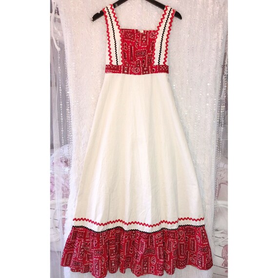 Vintage 60s Maxi Dress Size 9 Sleeveless Red Banda