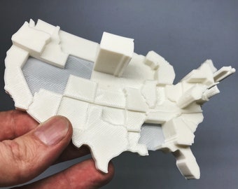 Lottery Spending Data Visualization | 3D Printed Map | Infographic Fridge Magnet