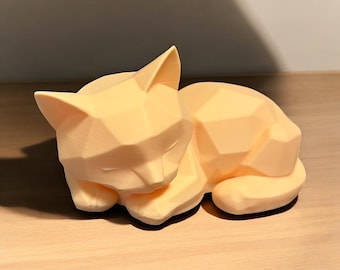 Geometric cat figurine 3D printing | Modern low-poly decorative cat | Minimalist animal figurine decoration gift for cat lovers