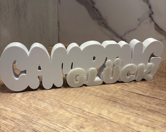 Camping Happiness 3D-geprint bord - Campervandecoratie, cadeau voor buitenliefhebbers, caravandecoratie, natuuravontuurlijk interieuraccent