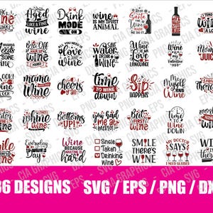 Pacchetto citazioni sul vino Svg, vino Svg, bere Svg, citazioni sul vino, bicchiere di vino Svg, citazioni divertenti, sfacciate, detti sul vino, Png, Eps, clipart, Cricut