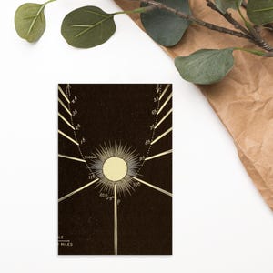 Postale Soleil, Lune, Etoiles | carte postale vintage, carte de voeux, affiche, décoration vintage, décoration, art mural, mur de galerie, art, astrologie