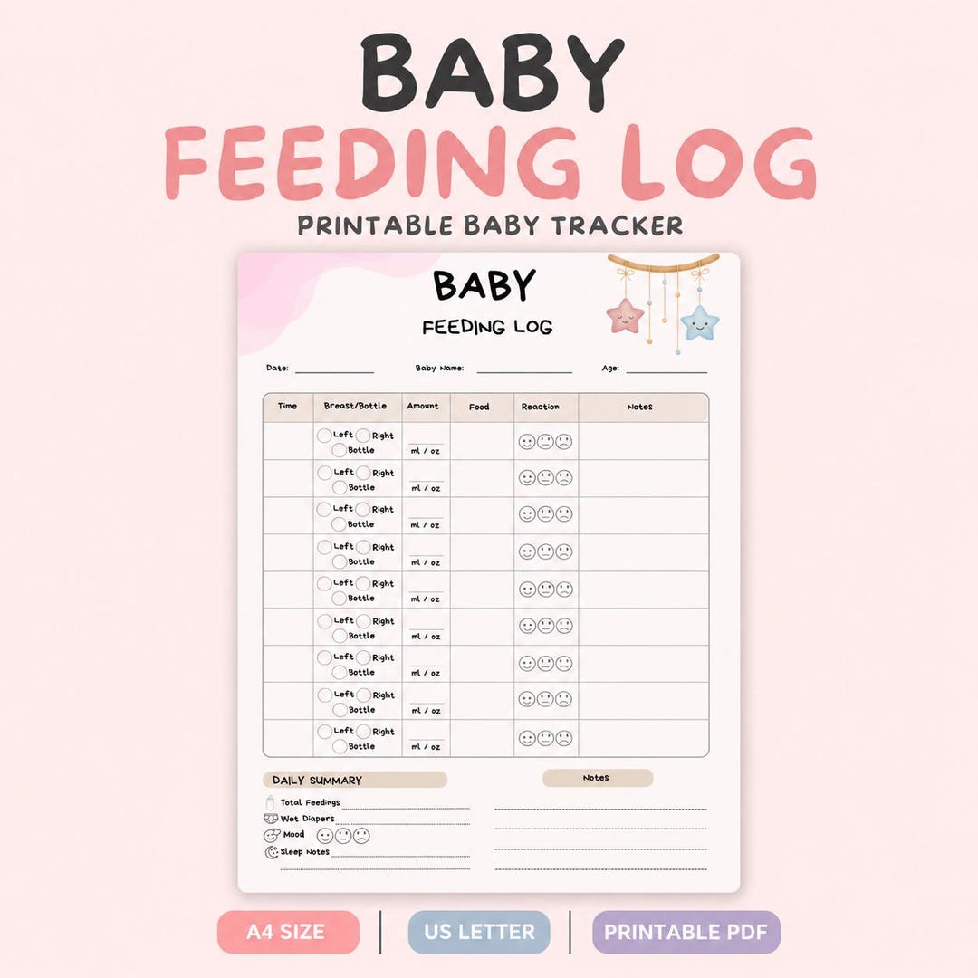 Baby Feeding Log Printable | Newborn Tracker S Feeding Schedule ...