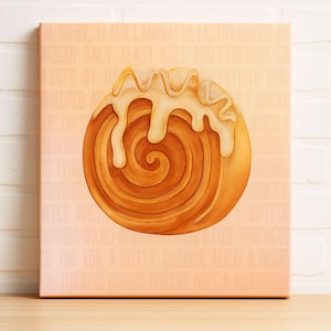 Cinnamon Roll Wall Art Print | Sweet Pastry Kitchen Decor | Digital Download Food Illustration | Bakery Printable Artwork
