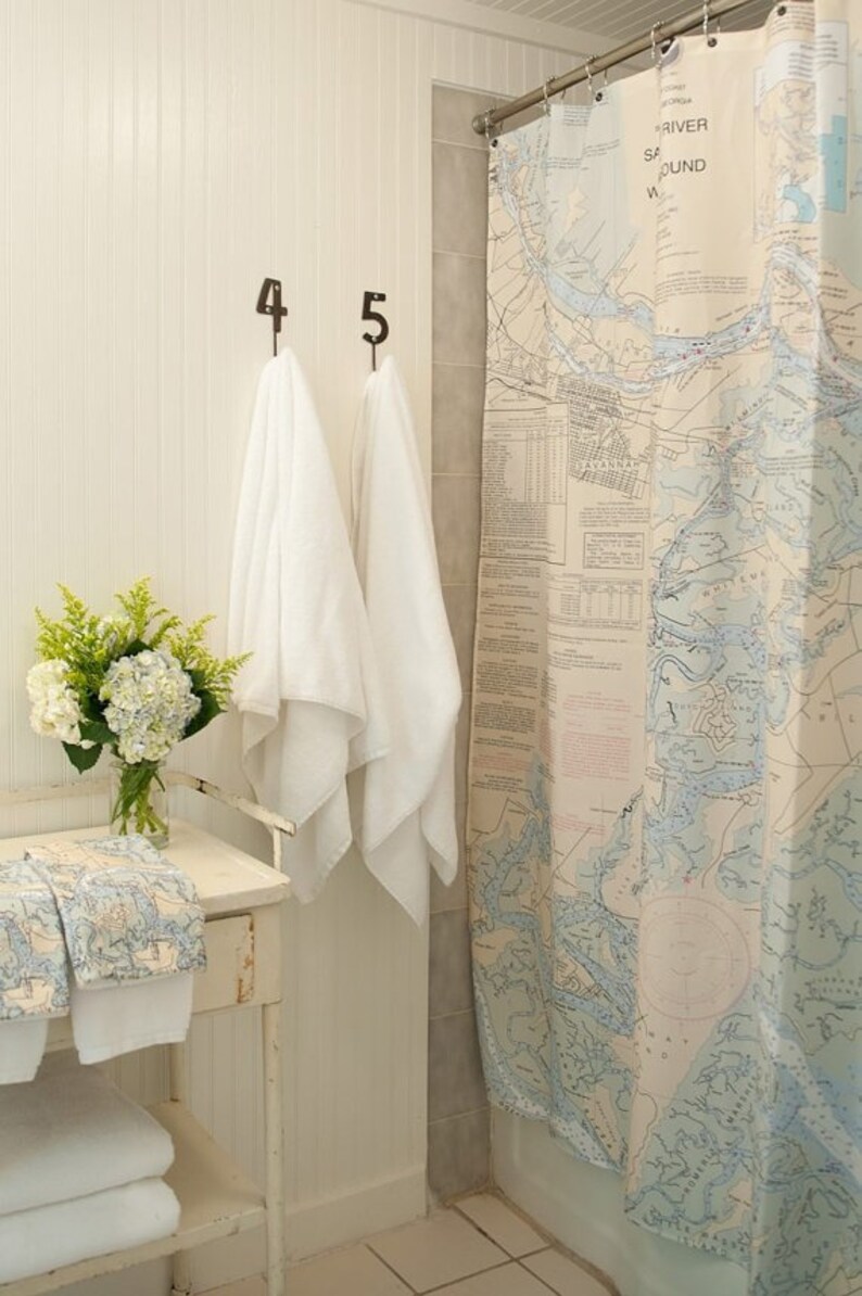 Custom Nautical Chart Shower Curtains Your Custom Location Etsy