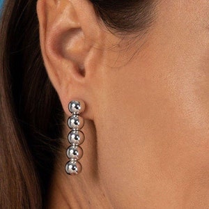 Sterling Silver Drop Earring | Graduated Ball Earring | Triple Ball Earrings | Dangle   Ball Earring | Hanging Drop Earring |