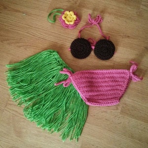 PDF pattern- Crochet Hula Costume 0-24 months Hawaiian Luau Bikini- INSTANT DOWNLOAD