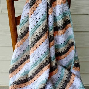 Crochet Granny Stripe Baby Afghan Baby Blanket Handmade, custom colors, made to order