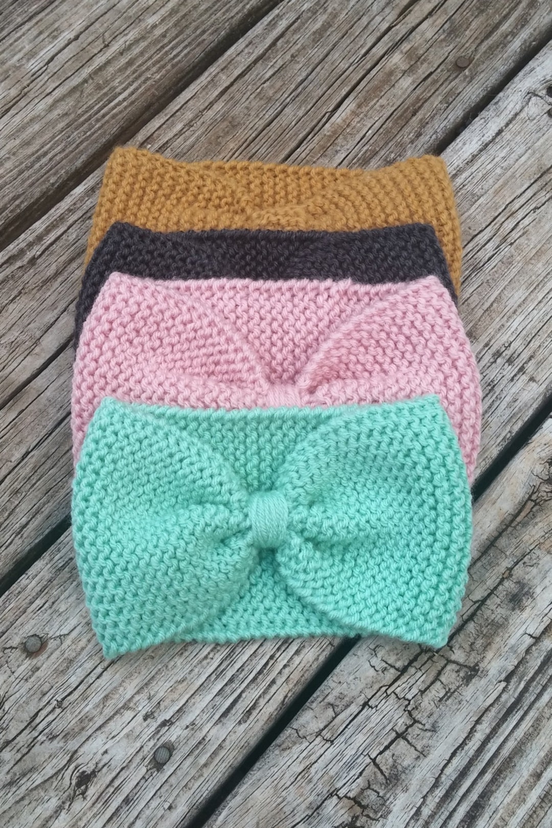 Knit Bow Headband Etsy